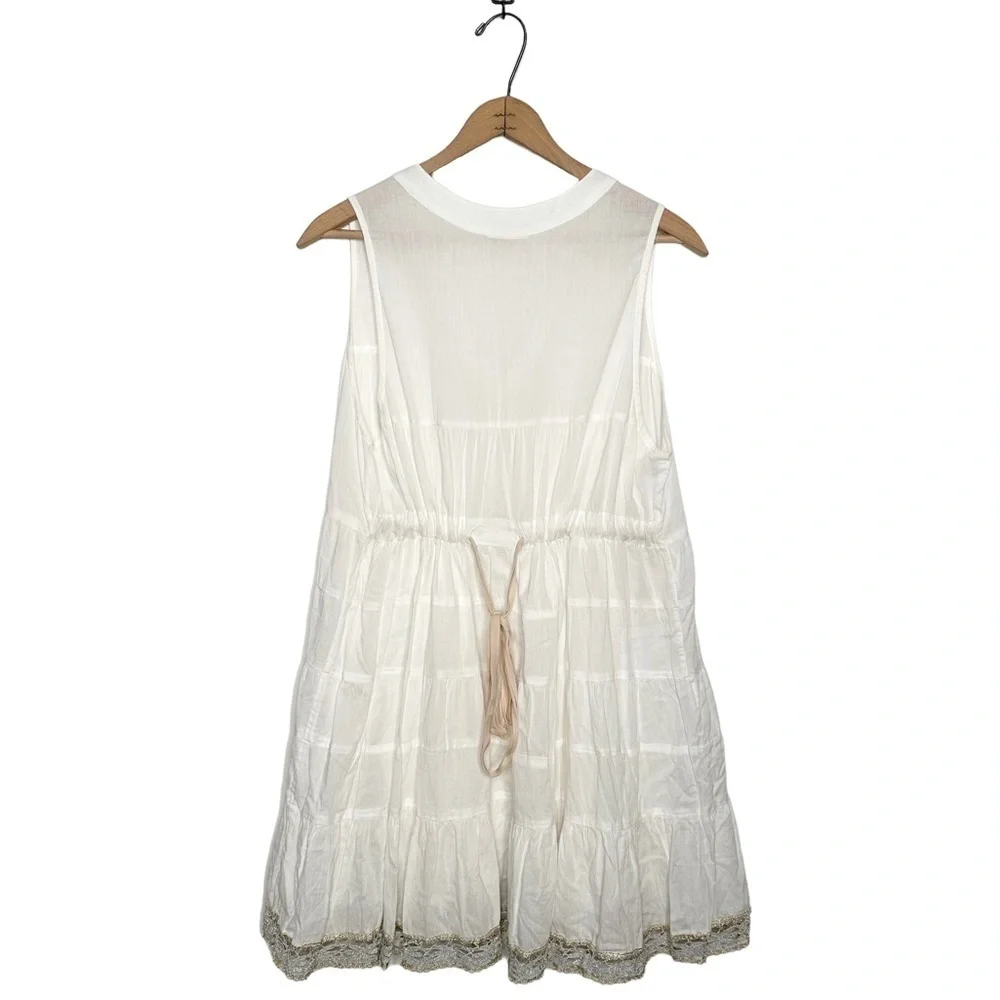 Free People | White Embellished Ruffle Tiered Tunic